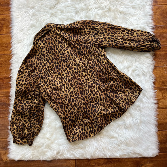 Lauren Jeans Co. Womens Button Up Shirt Brown Leopard Long Sleeve Blouse M - Picture 2 of 6